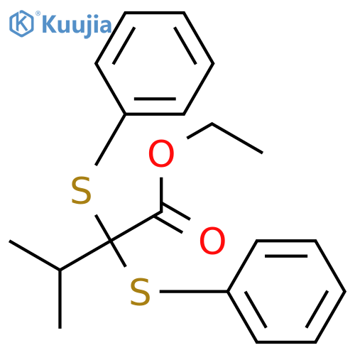 Butanoic acid, 3-methyl-2,2-bis(phenylthio)-, ethyl ester structure