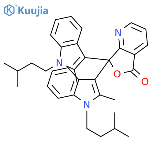 Furo[3,4-b]pyridin-5(7H)-one, 7,7-bis[2-methyl-1-(3-methylbutyl)-1H-indol-3-yl]- structure