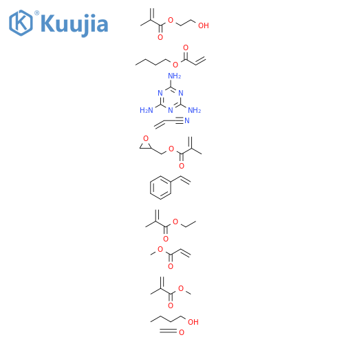 2-Propenoic acid, 2-methyl-, ethyl ester, polymer with butyl 2-propenoate, ethenylbenzene, formaldehyde, 2-hydroxyethyl 2-methyl-2-propenoate, methyl 2-methyl-2-propenoate, methyl 2-propenoate, oxiranylmethyl 2-methyl-2-propenoate, 2-propenenitrile and 1, structure
