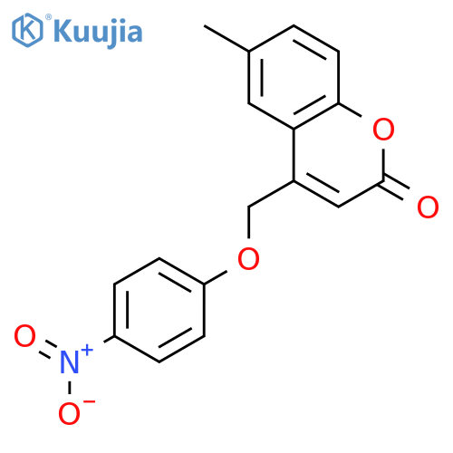 2H-1-Benzopyran-2-one, 6-methyl-4-[(4-nitrophenoxy)methyl]- structure