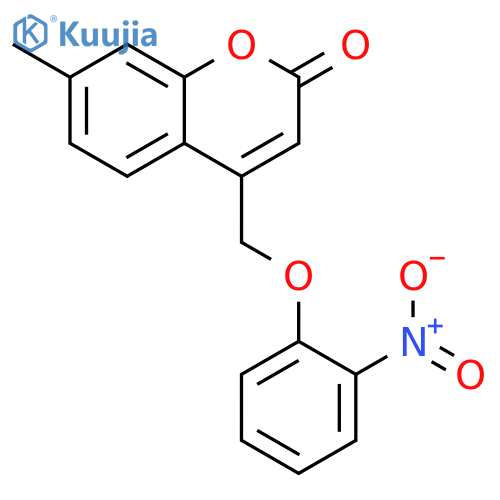 2H-1-BENZOPYRAN-2-ONE, 7-METHYL-4-[(2-NITROPHENOXY)METHYL]- structure