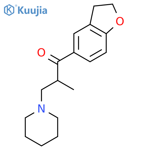 1-Propanone, 1-(2,3-dihydro-5-benzofuranyl)-2-methyl-3-(1-piperidinyl)-, (-)- structure
