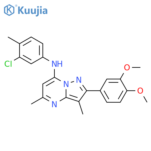 N-(3-chloro-4-methylphenyl)-2-(3,4-dimethoxyphenyl)-3,5-dimethylpyrazolo[1,5-a]pyrimidin-7-amine structure