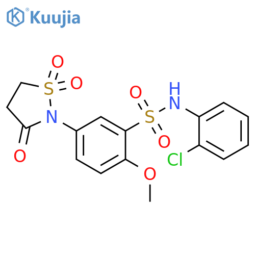 N-(2-chlorophenyl)-2-methoxy-5-(1,1,3-trioxo-1lambda6,2-thiazolidin-2-yl)benzene-1-sulfonamide structure