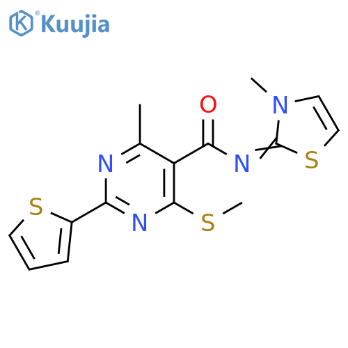 4-Methyl-N-(3-methyl-2(3H)-thiazolylidene)-6-(methylthio)-2-(2-thienyl)-5-pyrimidinecarboxamide structure