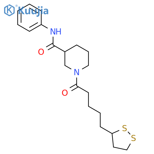 1-[5-(1,2-dithiolan-3-yl)pentanoyl]-N-phenylpiperidine-3-carboxamide structure