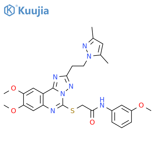 2-({2-[2-(3,5-dimethyl-1H-pyrazol-1-yl)ethyl]-8,9-dimethoxy-[1,2,4]triazolo[1,5-c]quinazolin-5-yl}sulfanyl)-N-(3-methoxyphenyl)acetamide structure