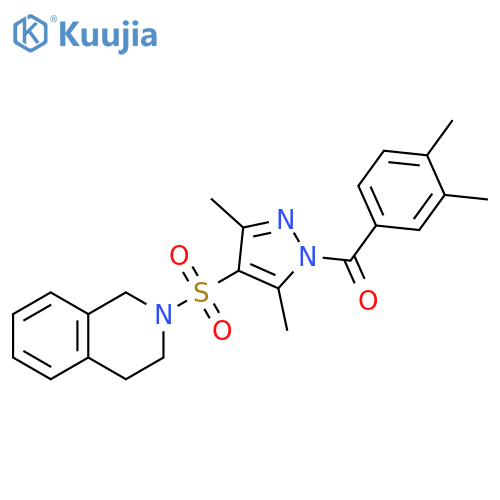 2-{[1-(3,4-dimethylbenzoyl)-3,5-dimethyl-1H-pyrazol-4-yl]sulfonyl}-1,2,3,4-tetrahydroisoquinoline structure