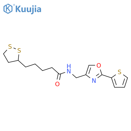 5-(1,2-dithiolan-3-yl)-N-{[2-(thiophen-2-yl)-1,3-oxazol-4-yl]methyl}pentanamide structure