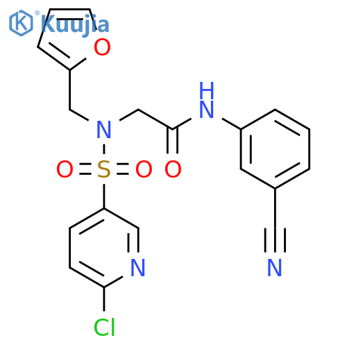 N-(3-cyanophenyl)-2-{N-[(furan-2-yl)methyl]-6-chloropyridine-3-sulfonamido}acetamide structure