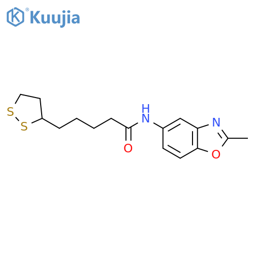 5-(1,2-dithiolan-3-yl)-N-(2-methyl-1,3-benzoxazol-5-yl)pentanamide structure