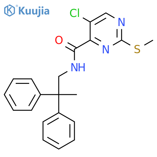 5-chloro-N-(2,2-diphenylpropyl)-2-(methylsulfanyl)pyrimidine-4-carboxamide structure
