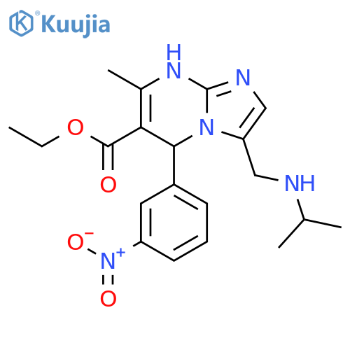 Imidazo[1,2-a]pyrimidine-6-carboxylic acid,1,5-dihydro-7-methyl-3-[[(1-methylethyl)amino]methyl]-5-(3-nitrophenyl)-,ethyl ester structure