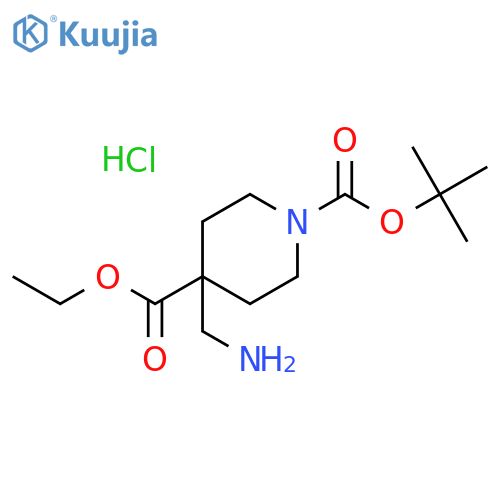 1-tert-butyl 4-ethyl 4-(aminomethyl)piperidine-1,4-dicarboxylate structure