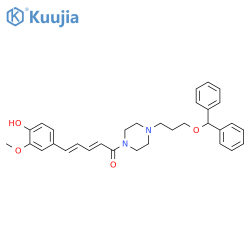 Piperazine, 1-[3-(diphenylmethoxy)propyl]-4-[5-(4-hydroxy-3-methoxyphenyl)-1-oxo-2,4-pentadienyl]-, (E,E)- (9CI) structure