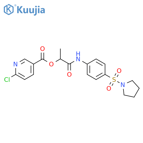 1-Methyl-2-oxo-2-[[4-(1-pyrrolidinylsulfonyl)phenyl]amino]ethyl 6-chloro-3-pyridinecarboxylate structure