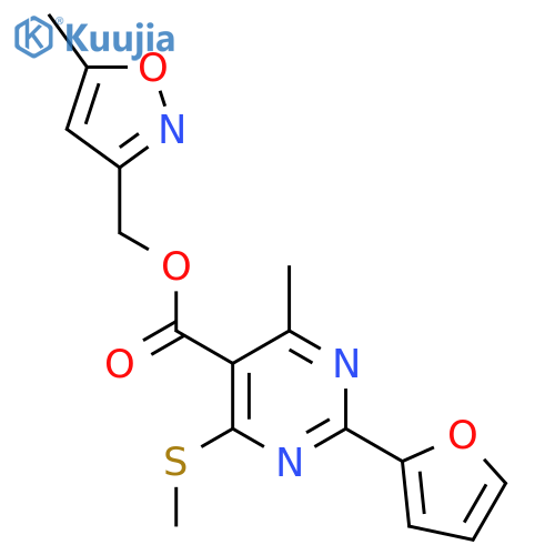 (5-Methyl-1,2-oxazol-3-yl)methyl 2-(furan-2-yl)-4-methyl-6-(methylsulfanyl)pyrimidine-5-carboxylate structure