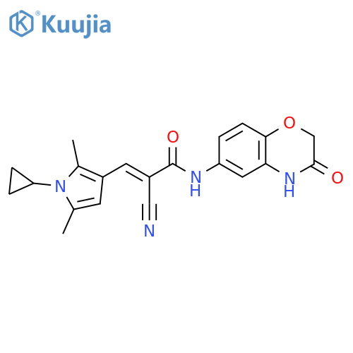 2-cyano-3-(1-cyclopropyl-2,5-dimethyl-1H-pyrrol-3-yl)-N-(3-oxo-3,4-dihydro-2H-1,4-benzoxazin-6-yl)prop-2-enamide structure
