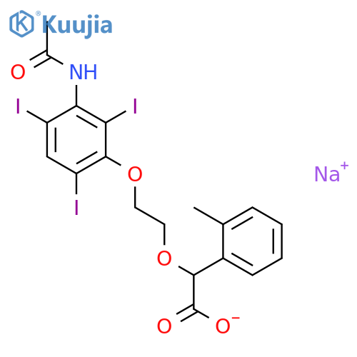 Benzeneacetic acid, a-[2-[3-(acetylamino)-2,4,6-triiodophenoxy]ethoxy]-2-methyl-,sodium salt (1:1) structure