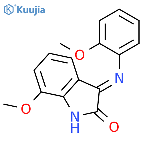 2H-Indol-2-one, 1,3-dihydro-7-methoxy-3-[(2-methoxyphenyl)imino]-, (E)- structure
