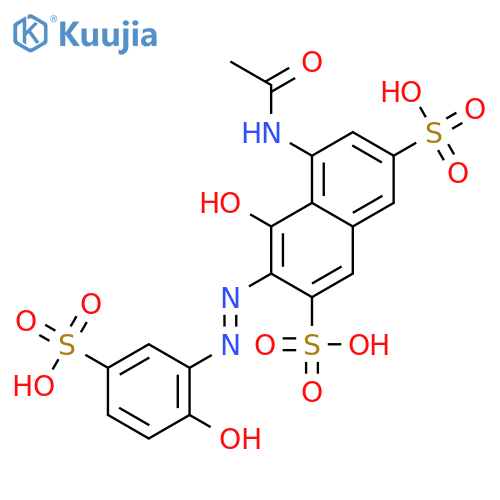 5-Acetamido-4-hydroxy-3-((2-hydroxy-5-sulfophenyl)diazenyl)naphthalene-2,7-disulfonic acid structure