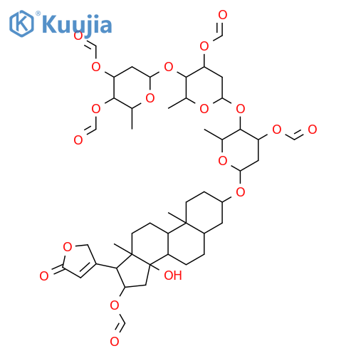 Card-20(22)-enolide,3-[(O-2,6-dideoxy-3,4-di-O-formyl-b-D-ribo-hexopyranosyl-(1&reg;4)-O-2,6-dideoxy-3-O-formyl-b-D-ribo-hexopyranosyl-(1&reg;4)-2,6-dideoxy-3-O-formyl-b-D-ribo-hexopyranosyl)oxy]-16-(formyloxy)-14-hydroxy-, (3b,5b,16b)- structure