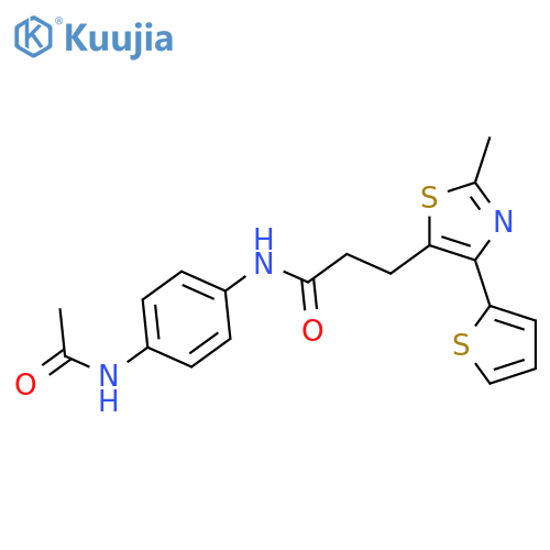 N-(4-acetamidophenyl)-3-[2-methyl-4-(thiophen-2-yl)-1,3-thiazol-5-yl]propanamide structure