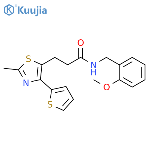 N-[(2-methoxyphenyl)methyl]-3-[2-methyl-4-(thiophen-2-yl)-1,3-thiazol-5-yl]propanamide structure