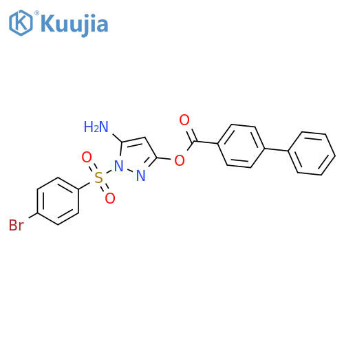 5-amino-1-(4-bromobenzenesulfonyl)-1H-pyrazol-3-yl [1,1'-biphenyl]-4-carboxylate structure