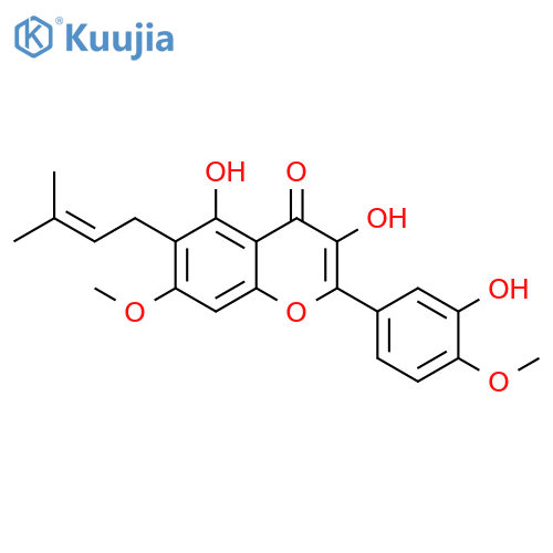 4H-1-Benzopyran-4-one,3,5-dihydroxy-2-(3-hydroxy-4-methoxyphenyl)-7-methoxy-6-(3-methyl-2-buten-1-yl)- structure