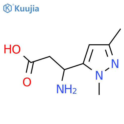 3-amino-3-(1,3-dimethyl-1H-pyrazol-5-yl)propanoic acid structure