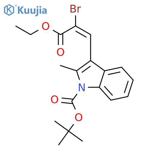 Tert-butyl 3-[(z)-2-bromo-3-ethoxy-3-oxoprop-1-enyl]-2-methylindole-1-carboxylate structure