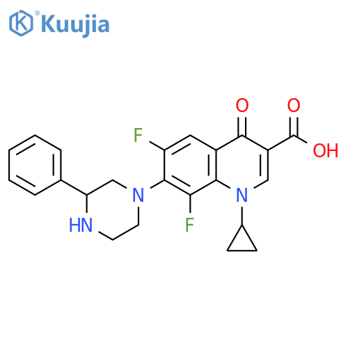 3-Quinolinecarboxylic acid,1-cyclopropyl-6,8-difluoro-1,4-dihydro-4-oxo-7-(3-phenyl-1-piperazinyl)- structure