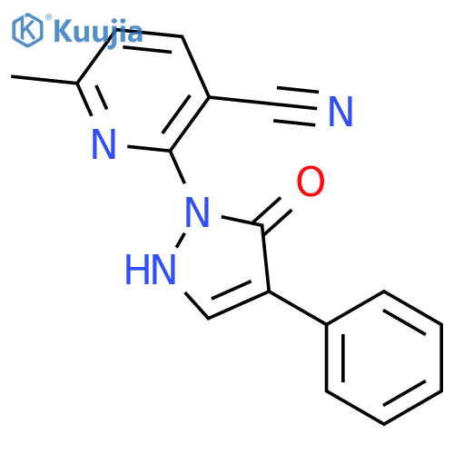 3-Pyridinecarbonitrile, 2-(2,5-dihydro-5-oxo-4-phenyl-1H-pyrazol-1-yl)-6-methyl- structure