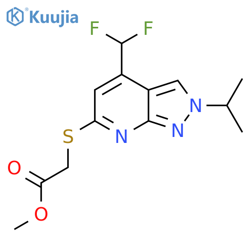 Methyl 2-((4-(difluoromethyl)-2-isopropyl-2H-pyrazolo[3,4-b]pyridin-6-yl)thio)acetate structure