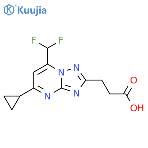 3-5-cyclopropyl-7-(difluoromethyl)-1,2,4triazolo1,5-apyrimidin-2-ylpropanoic acid structure