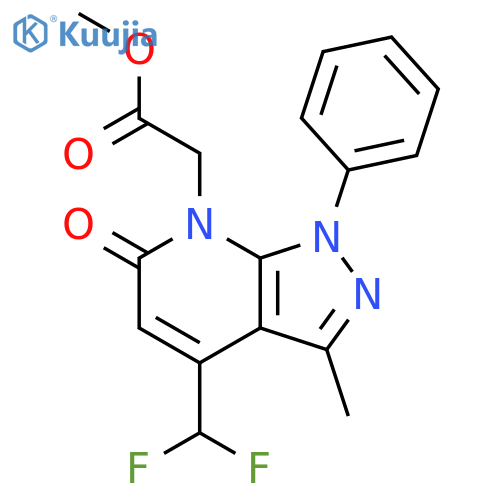 Methyl 2-(4-(difluoromethyl)-3-methyl-6-oxo-1-phenyl-1H-pyrazolo[3,4-b]pyridin-7(6H)-yl)acetate structure