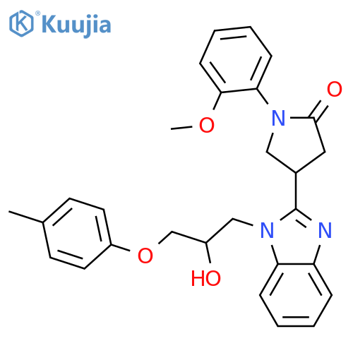 4-{1-[2-hydroxy-3-(4-methylphenoxy)propyl]-1H-1,3-benzodiazol-2-yl}-1-(2-methoxyphenyl)pyrrolidin-2-one structure