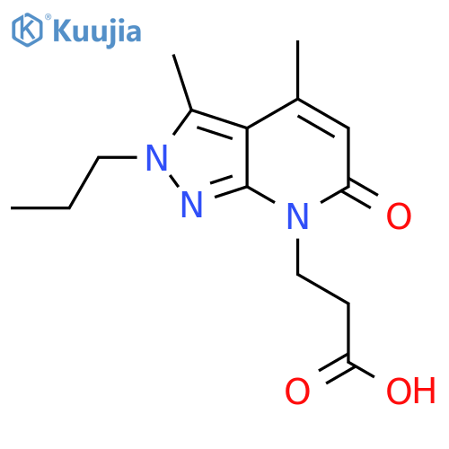 3-(3,4-dimethyl-6-oxo-2-propyl-2,6-dihydro-7H-pyrazolo[3,4-b]pyridin-7-yl)p ropanoic acid structure