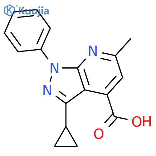3-cyclopropyl-6-methyl-1-phenyl-1H-pyrazolo3,4-bpyridine-4-carboxylic acid structure