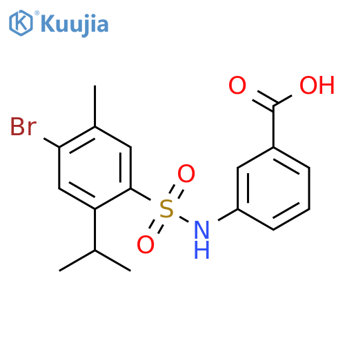 3-[4-bromo-5-methyl-2-(propan-2-yl)benzenesulfonamido]benzoic acid structure