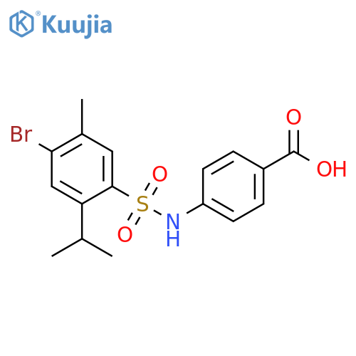 4-[4-bromo-5-methyl-2-(propan-2-yl)benzenesulfonamido]benzoic acid structure