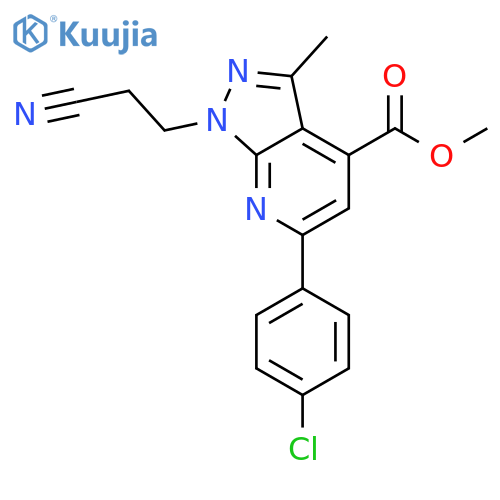 methyl 6-(4-chlorophenyl)-1-(2-cyanoethyl)-3-methyl-1H-pyrazolo3,4-bpyridine-4-carboxylate structure