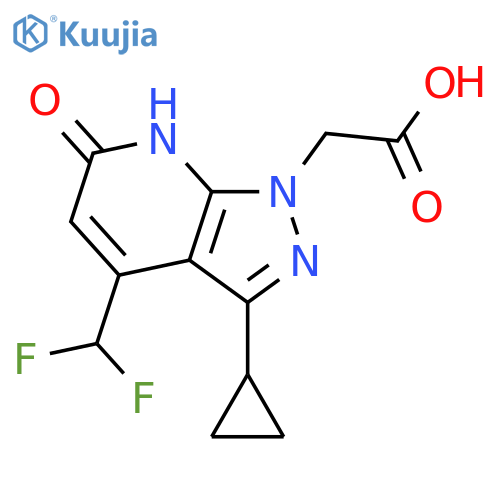 2-3-cyclopropyl-4-(difluoromethyl)-6-oxo-1H,6H,7H-pyrazolo3,4-bpyridin-1-ylacetic acid structure