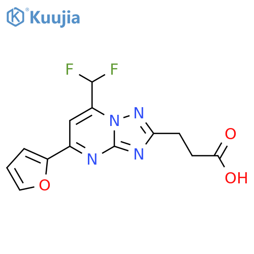 3-7-(difluoromethyl)-5-(furan-2-yl)-1,2,4triazolo1,5-apyrimidin-2-ylpropanoic acid structure
