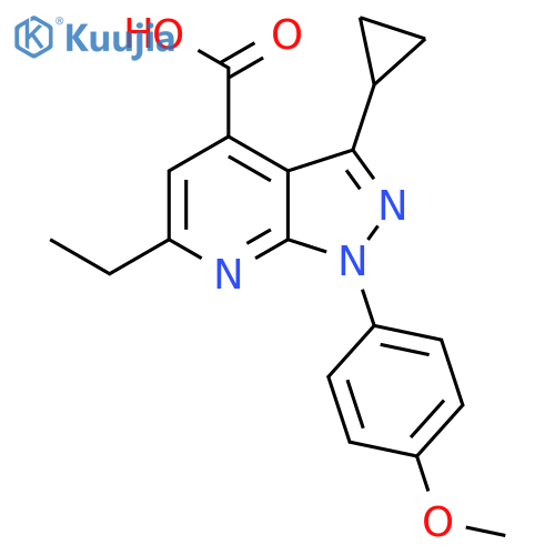 3-cyclopropyl-6-ethyl-1-(4-methoxyphenyl)-1H-pyrazolo3,4-bpyridine-4-carboxylic acid structure