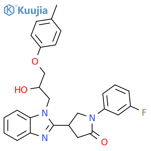 1-(3-fluorophenyl)-4-{1-[2-hydroxy-3-(4-methylphenoxy)propyl]-1H-1,3-benzodiazol-2-yl}pyrrolidin-2-one structure