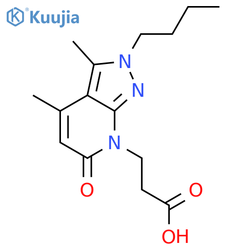 3-{2-butyl-3,4-dimethyl-6-oxo-2H,6H,7H-pyrazolo3,4-bpyridin-7-yl}propanoic acid structure
