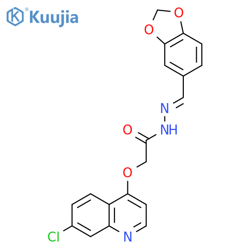 Acetic acid, [(7-chloro-4-quinolinyl)oxy]-, (1,3-benzodioxol-5-ylmethylene)hydrazide structure