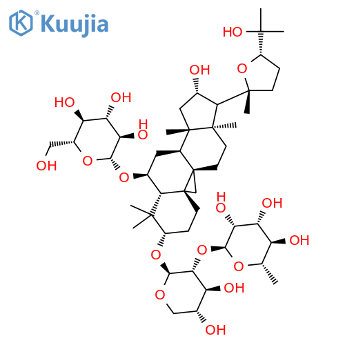 b-D-Glucopyranoside, (3b,6a,16b,20R,24S)-3-[[2-O-(6-deoxy-a-L-mannopyranosyl)-b-D-xylopyranosyl]oxy]-20,24-epoxy-16,25-dihydroxy-9,19-cyclolanostan-6-yl structure